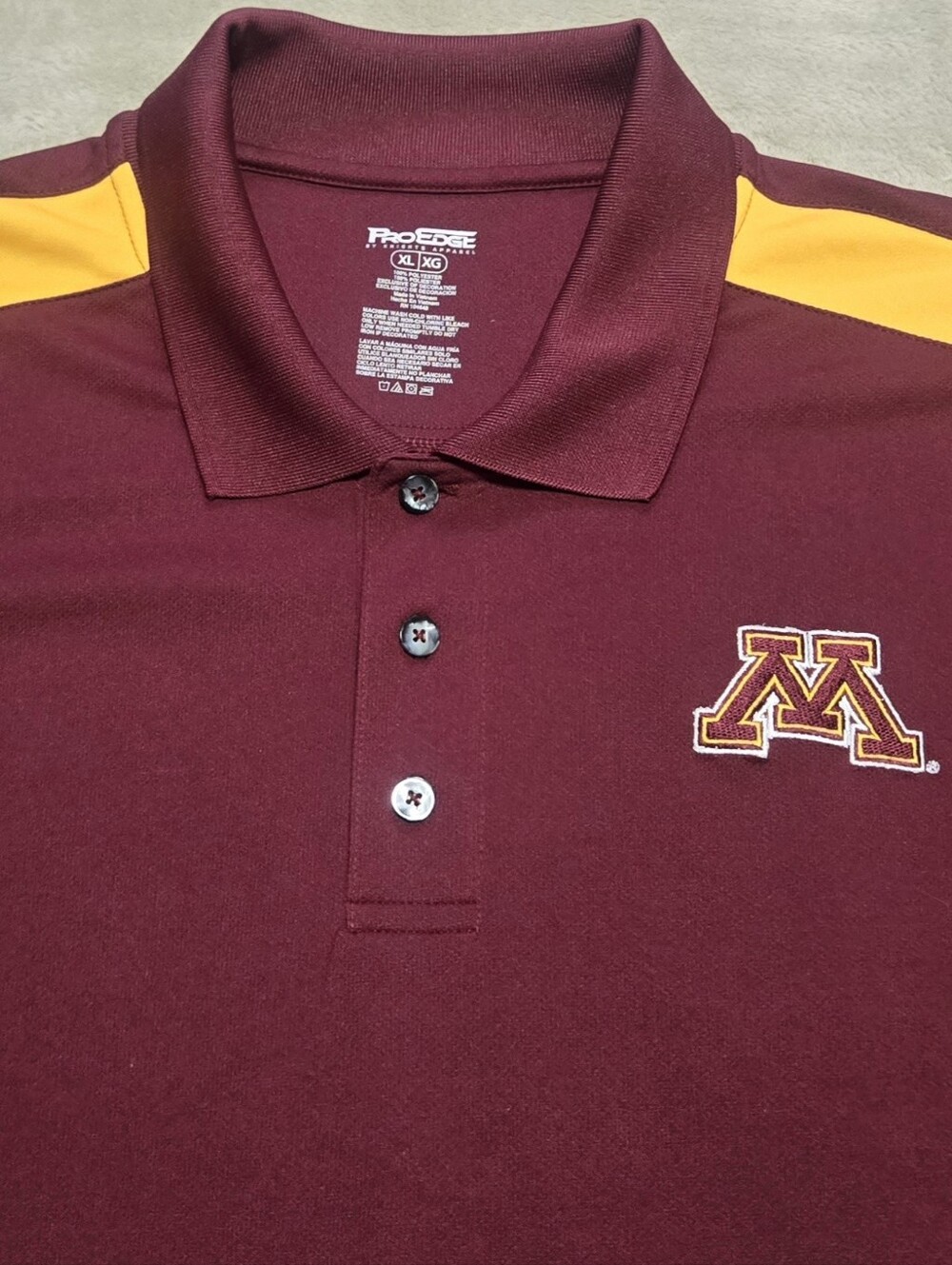 Pro Edge Men’s Minnesota Golden Gophers Polo Shirt Size XL Collegiate NCAA